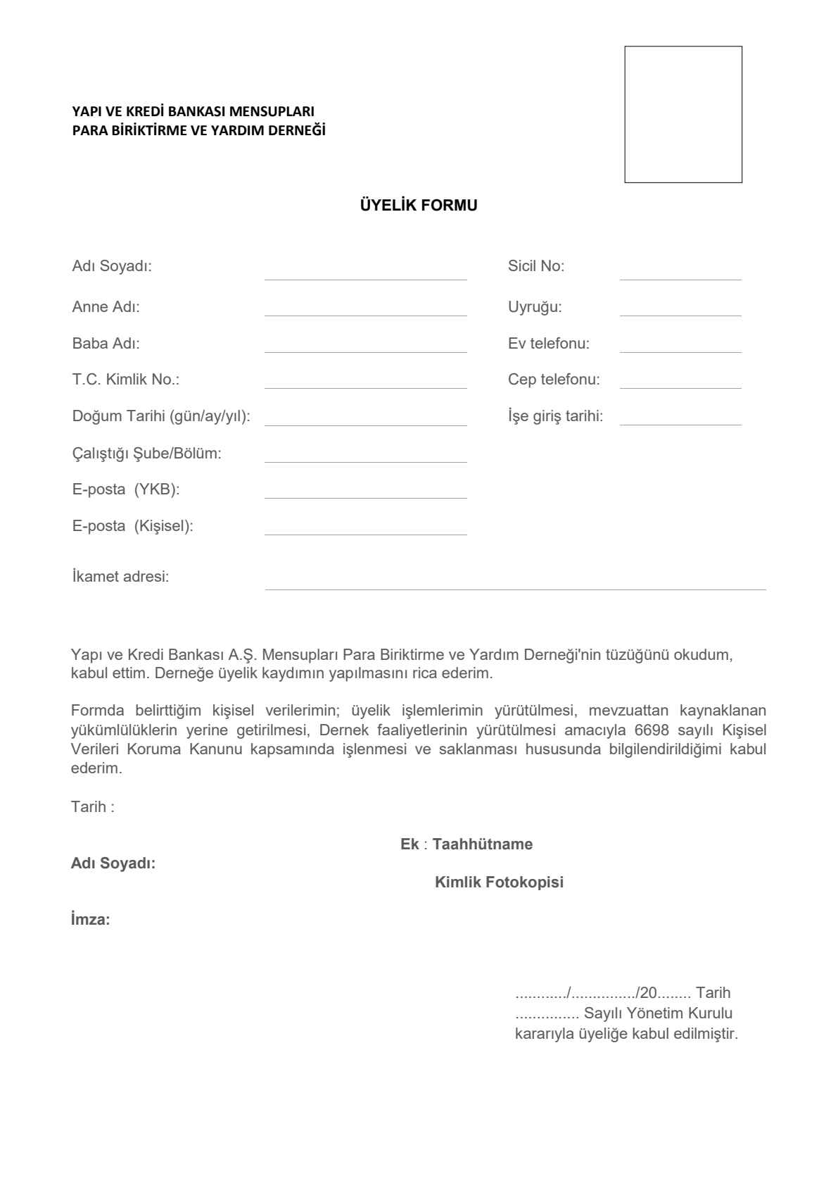Üyelik Formu